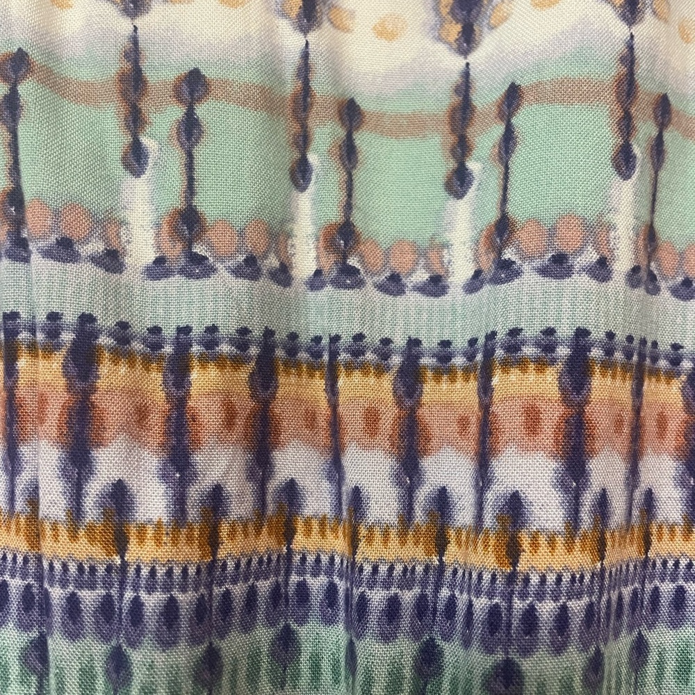 Lazy Sundays Size L Sleeveless Boho Dress Watercolor Print Purple Green Travel - Picture 5 of 7